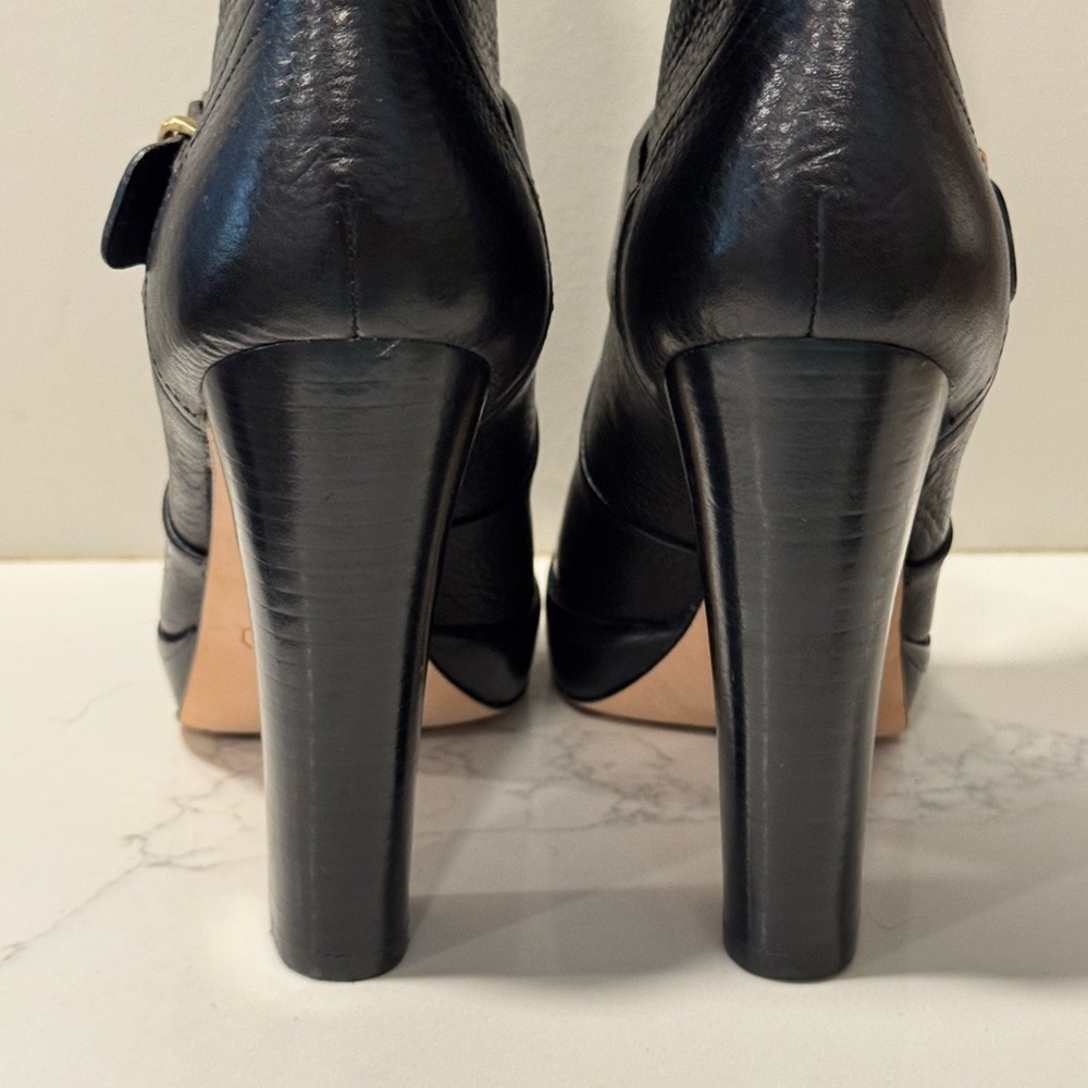 Coach Lianne Full Grain Leather Fur Lined Platform Healed Boots - Picture 8 of 14